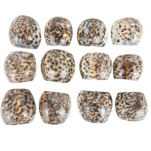 Set of 12 Cowrie Tiger Shell Napkin Rings Natural Seashell Table Decor Tableware
